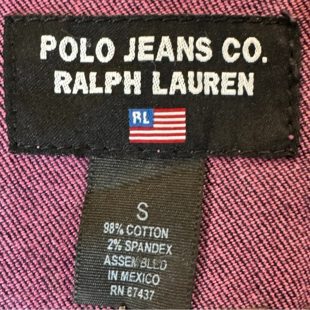 Vintage Polo Jeans Co “Stay Gold”  Embellished Cropped Denim Jacket Size S - Picture 8 of 8